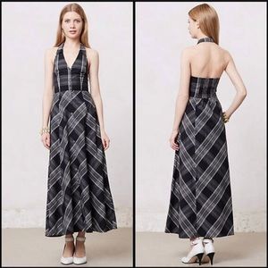 Maeve Adair Plaid Halter Maxi Dress Anthropologie